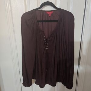 Jennifer Lopez Deep Burgundy Blouse
